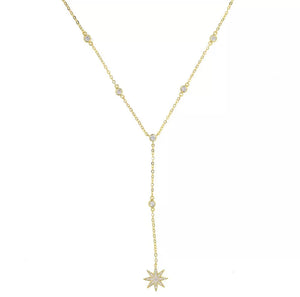 FLIRTY Star & Bezel Drop Necklace | Gold