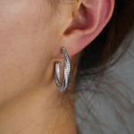 HOLLY Wrapped Pave Semi Hoops | Silver