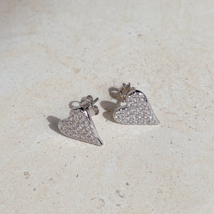 I'M YOURS Paved Heart Studs | Silver
