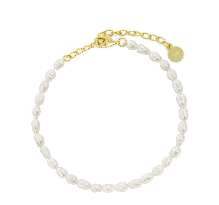 ARIEL Freshwater Pearl Necklace & Bracelet Set | Gold