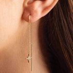 STARBURST Encrusted (U) Threader Earrings | Gold/Sterling Silver