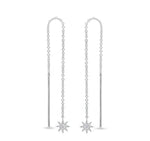 MINI STARBURST Diamond Threader Earrings | Sterling Silver